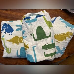 Land of Nod dinosaurs twin size sheet set and duvet